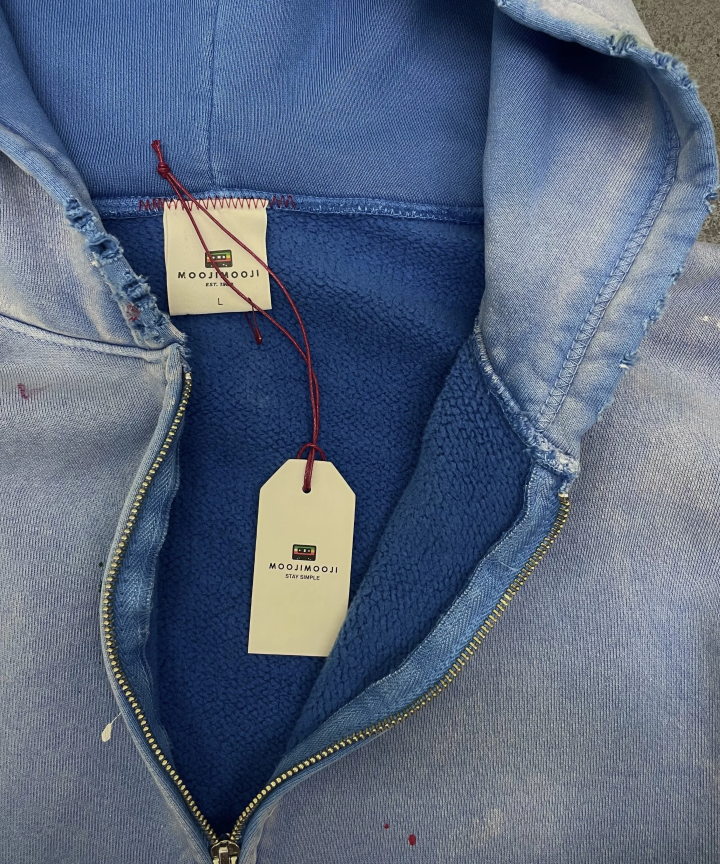 MOOJIMOOJI OVERSIZED ZIP UP HOODIE | AGED POWDER BLUE