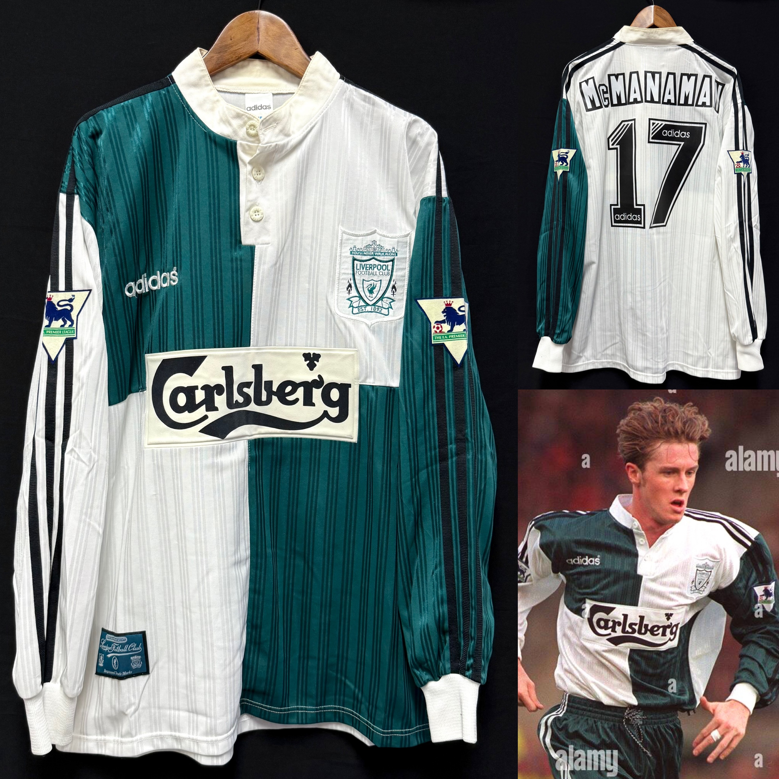 Liverpool 1995-1996 Adidas L/S Away Shirt #17 MCMANAMAN