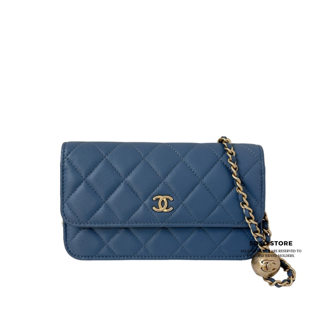 Chanel Wallet on Chain (WOC) - Blue / GHW