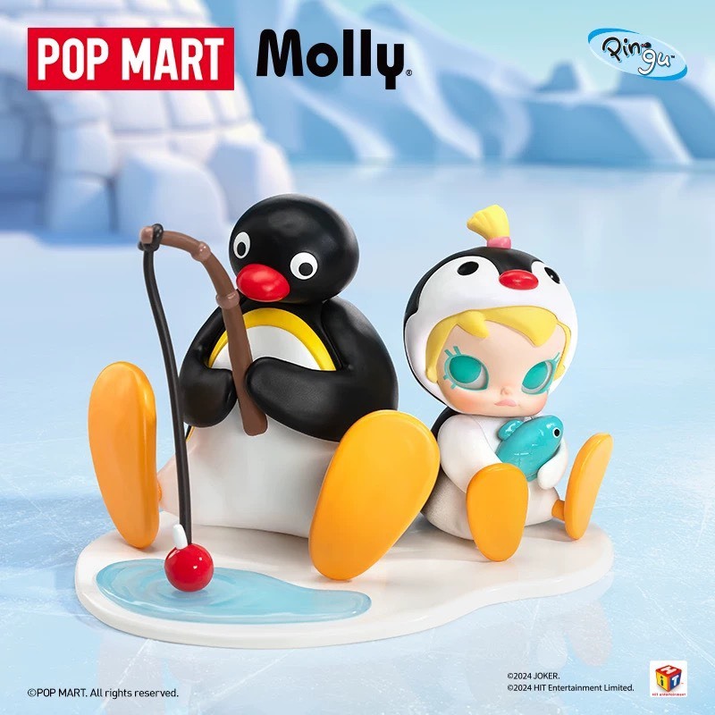 泡泡瑪特 Baby Molly × 企鵝家族 PINGU 垂釣時光 公仔