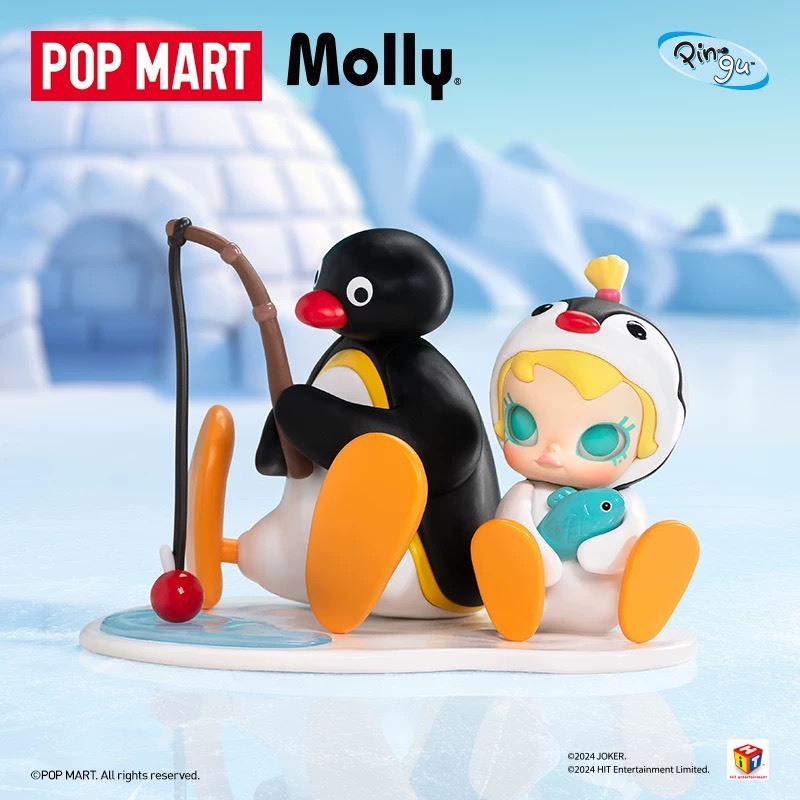 泡泡瑪特 Baby Molly × 企鵝家族 PINGU 垂釣時光 公仔
