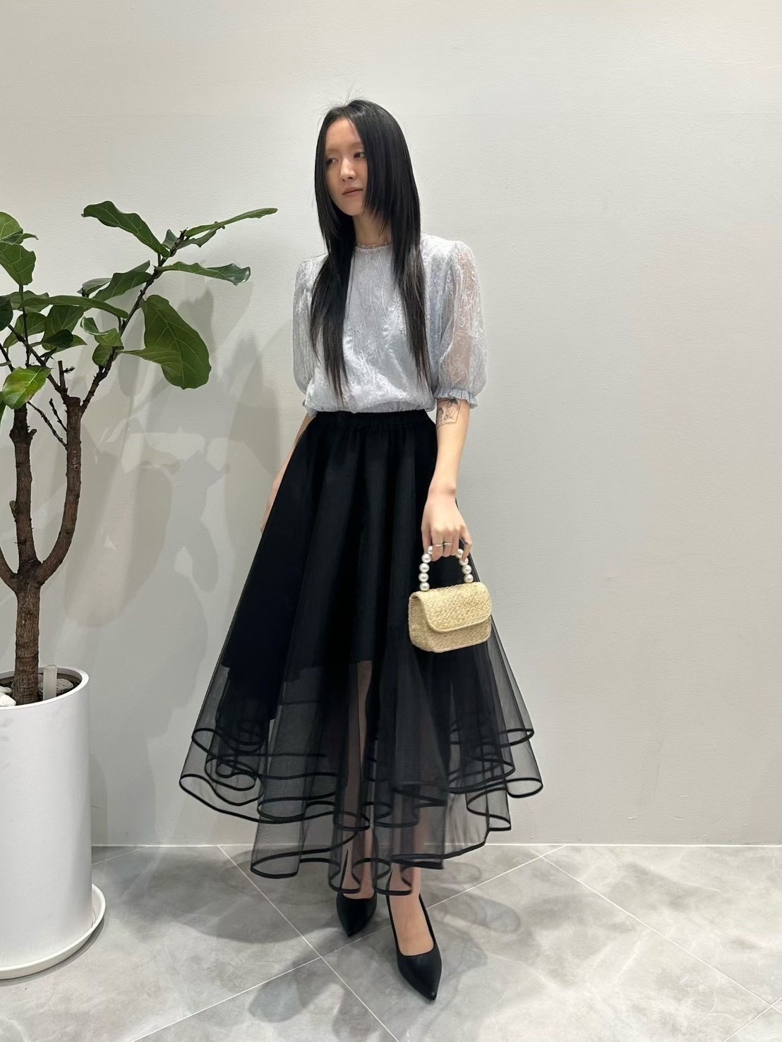 正韓雙層蓬蓬紗裙