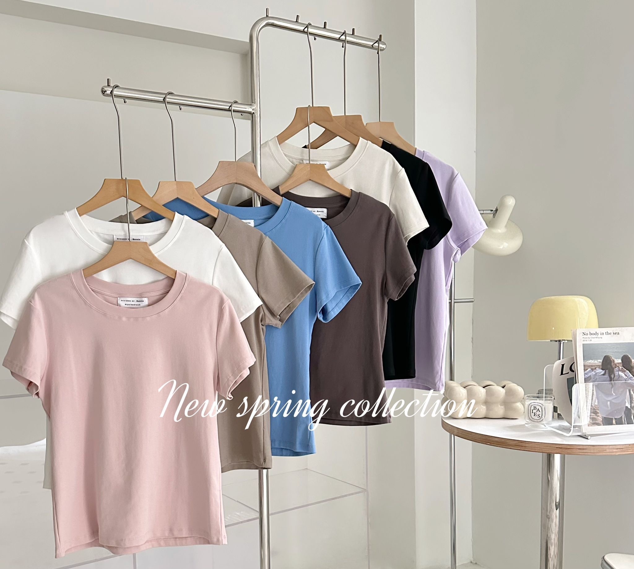 【BONNIE】淨色百搭短袖TOP - 8色選擇 (A52-A59)