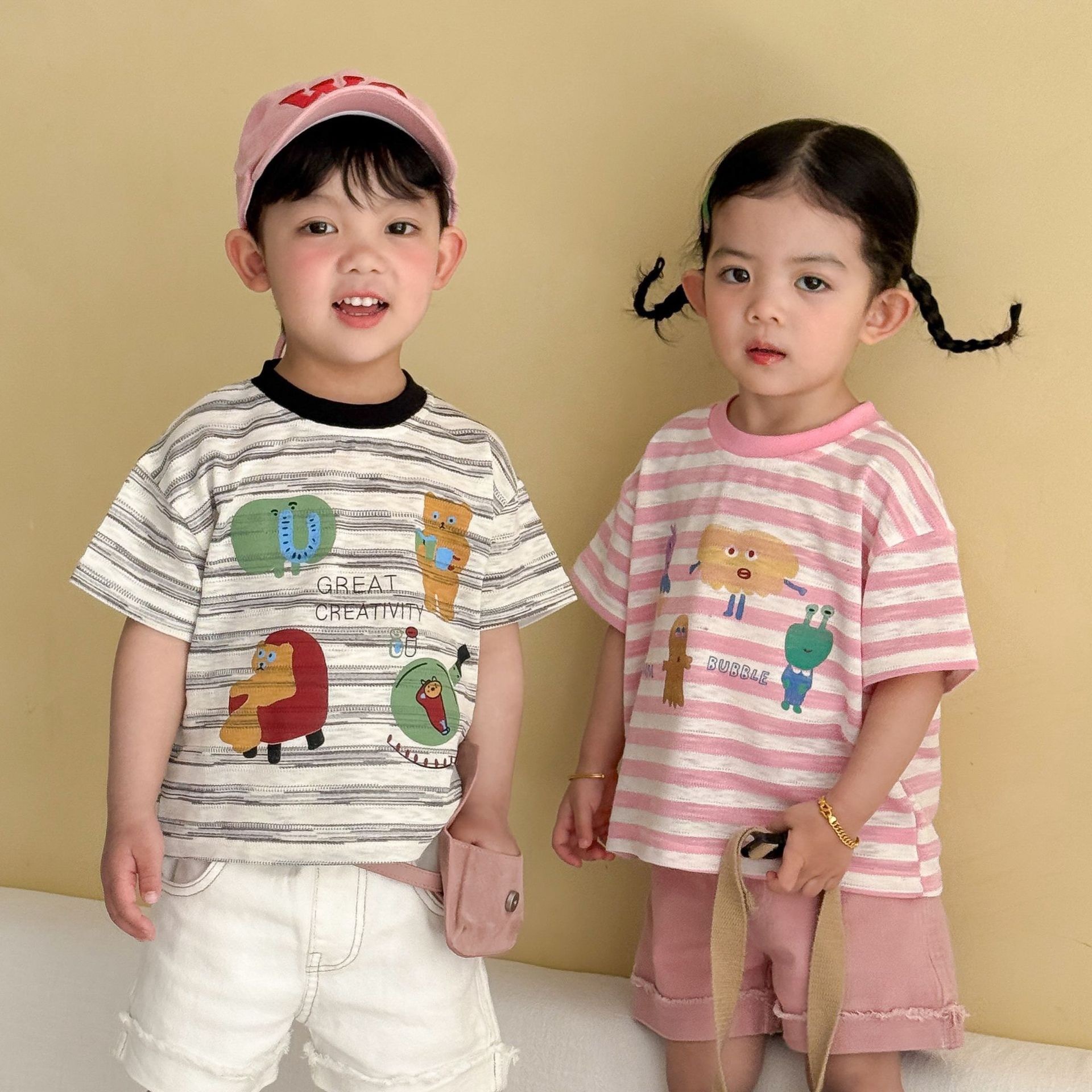 兩色竹節棉條紋上衣