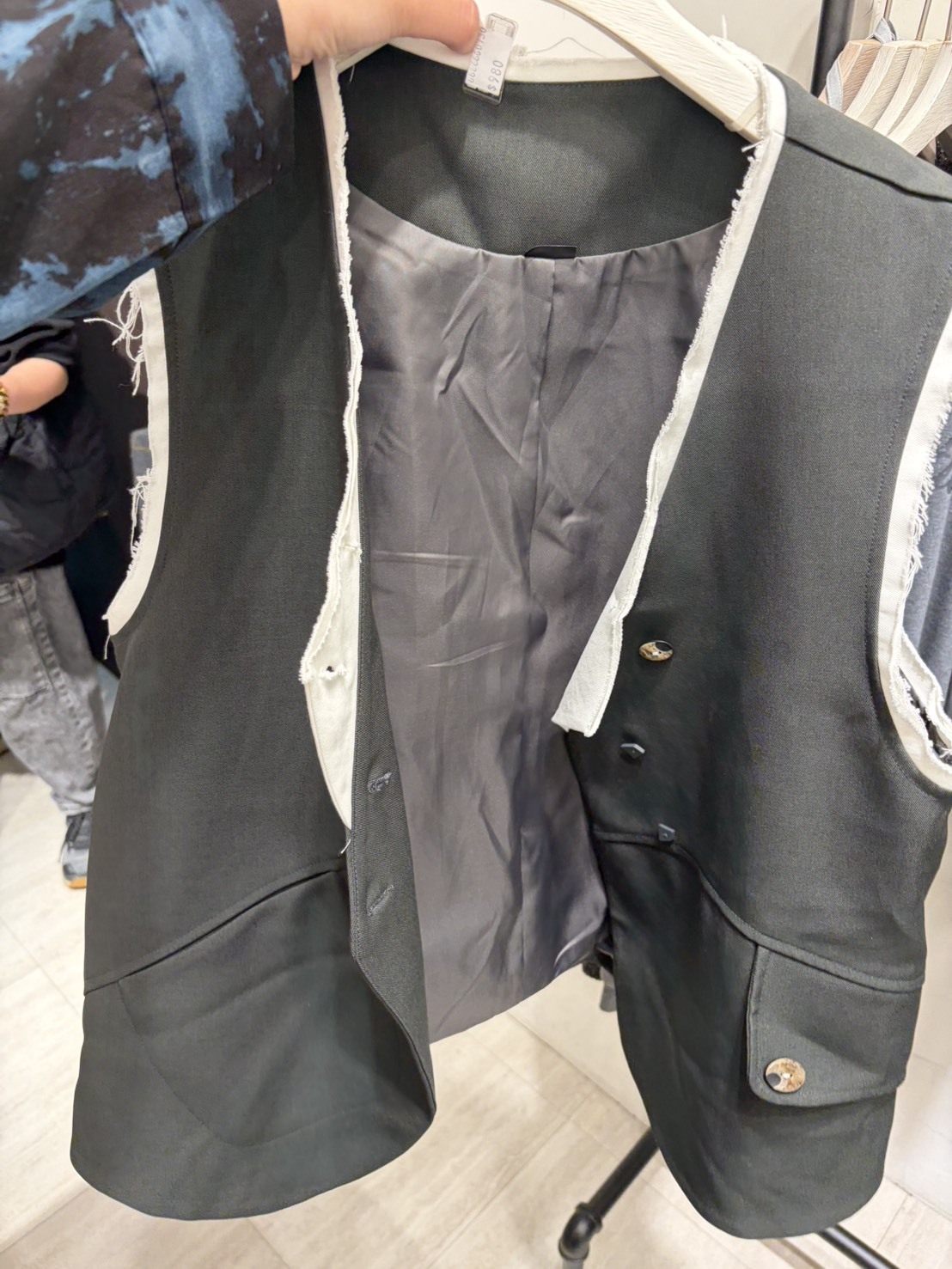 801 設計感拼接背心 - 灰