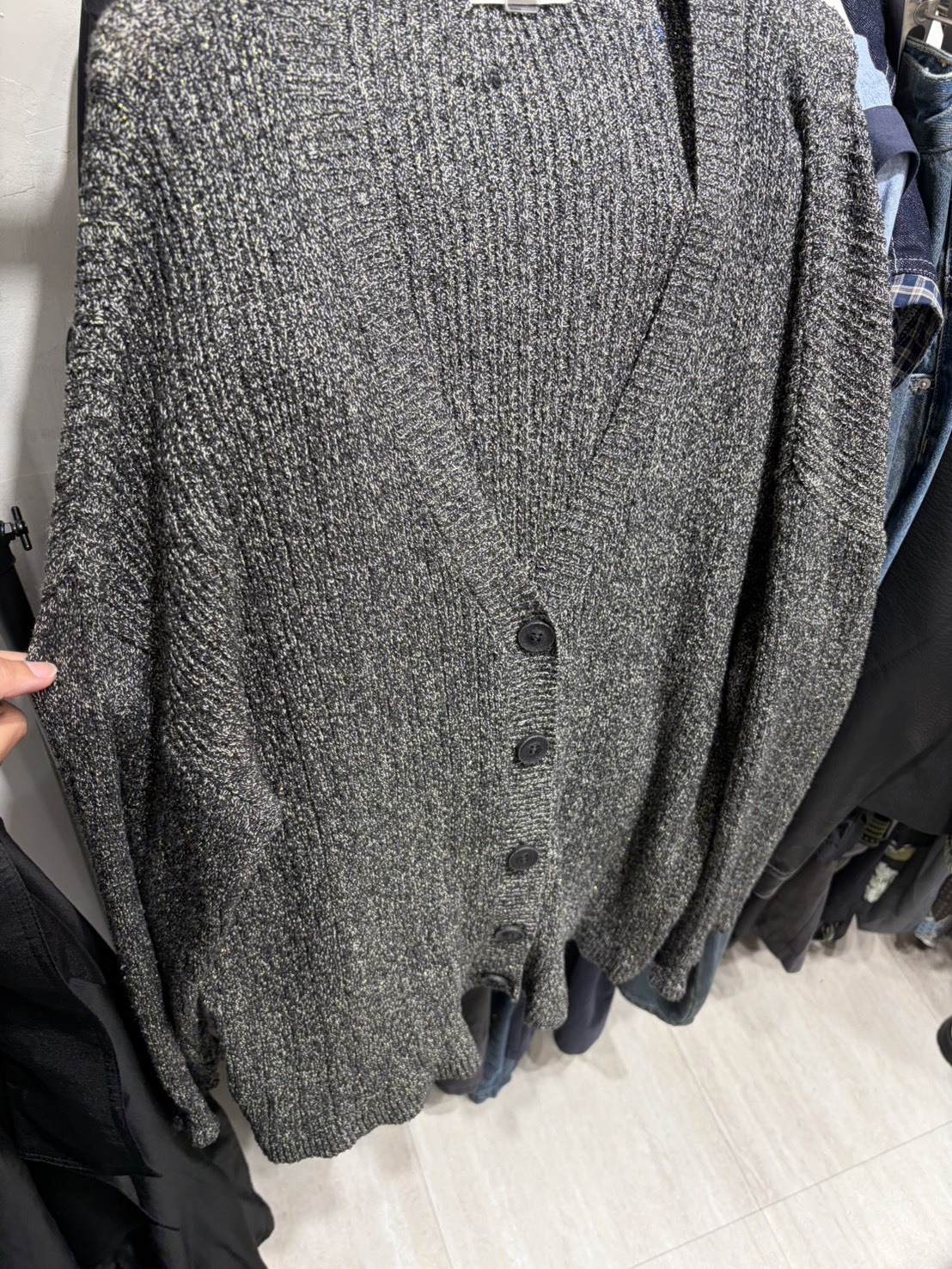 804 針織開襟外套 - 灰