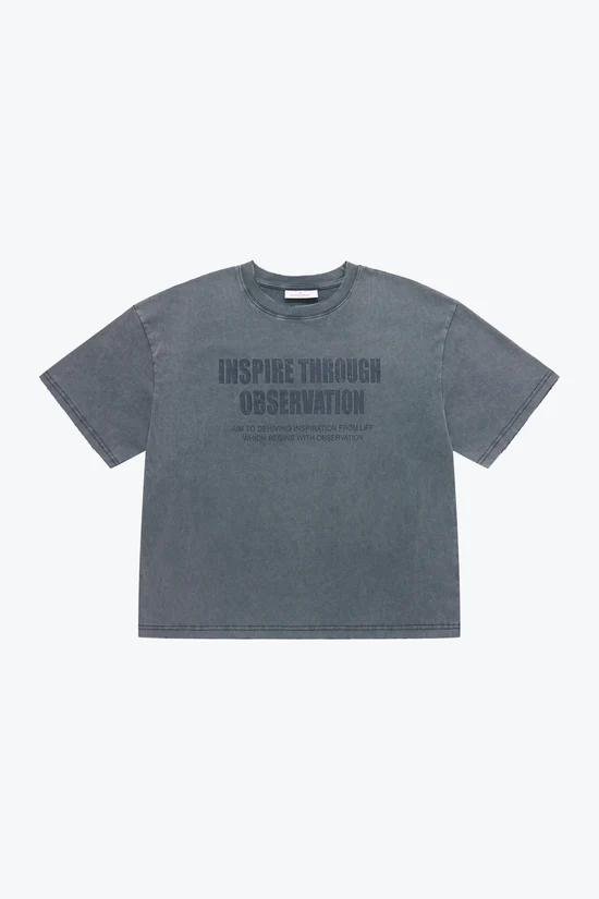 Sense Washed Text Slogans SS - Fade Blue | M26-T06