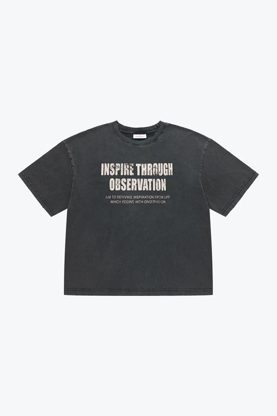 Sense Washed Text Slogans SS - Black | M26-T06