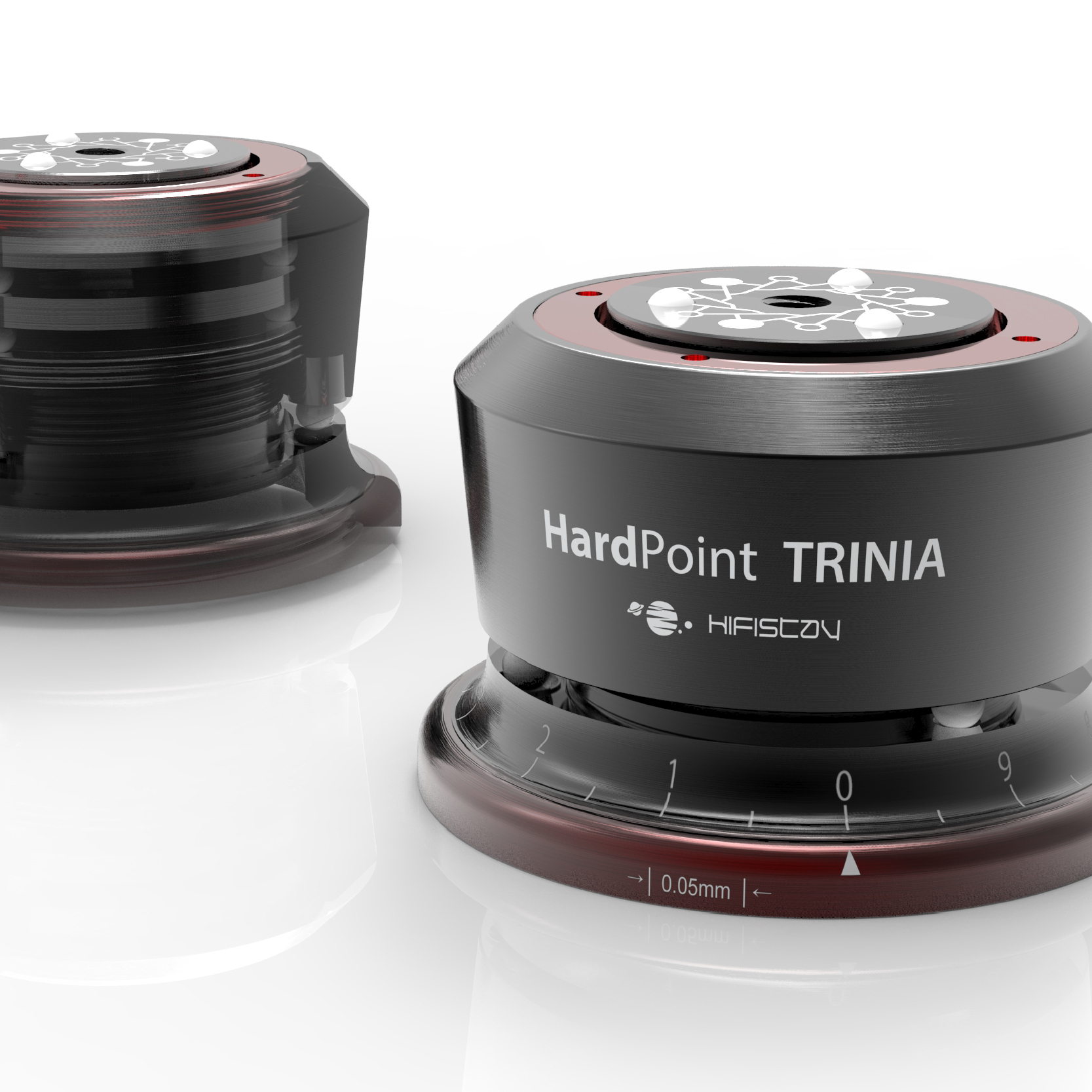 HiFiStay HardPoint Trinia 底座雷射刻度與高度調整環特寫
