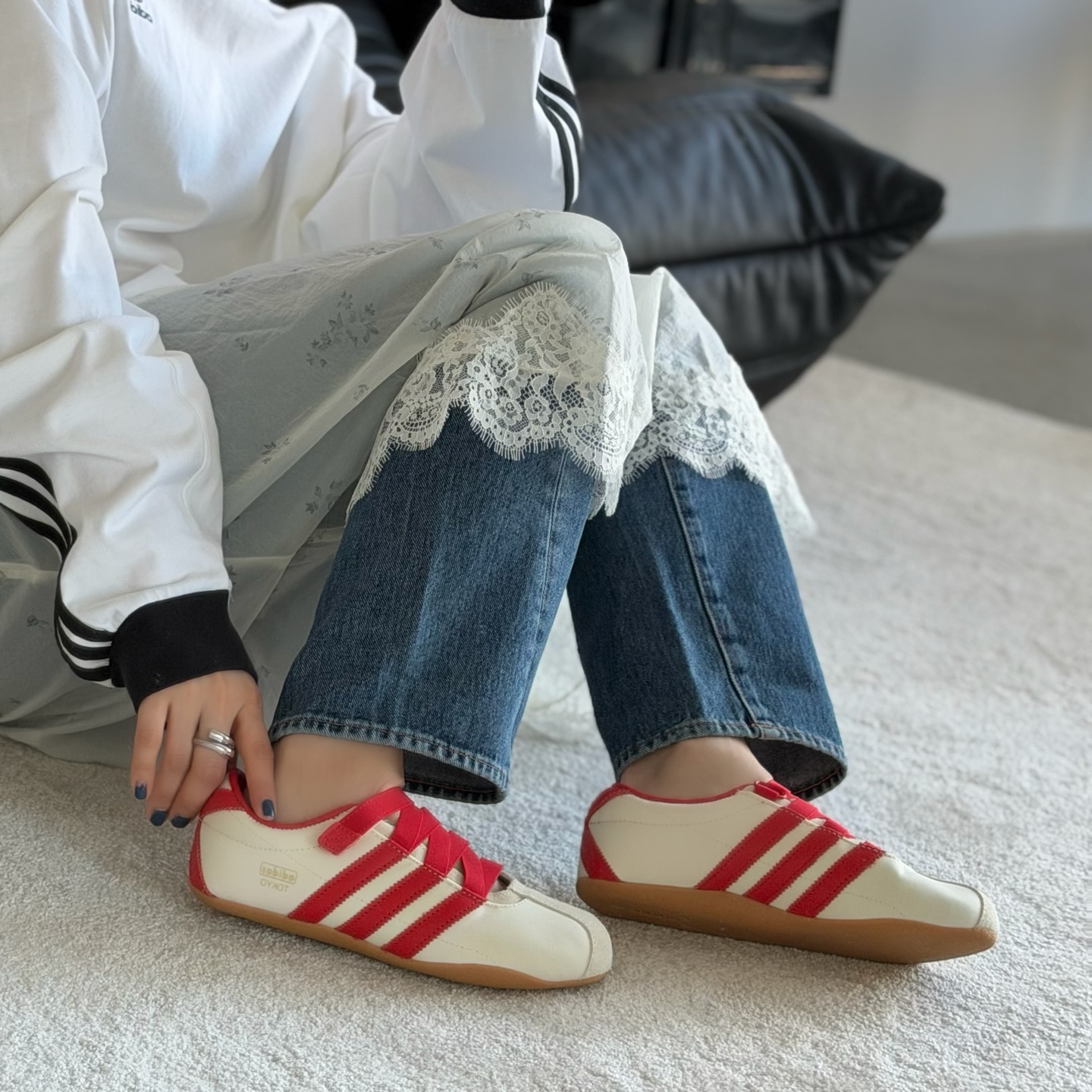 Adidas Originals Tokyo MJ 日本新款 奶油白紅 紅色 薄底 瑪莉珍鞋 IH3999