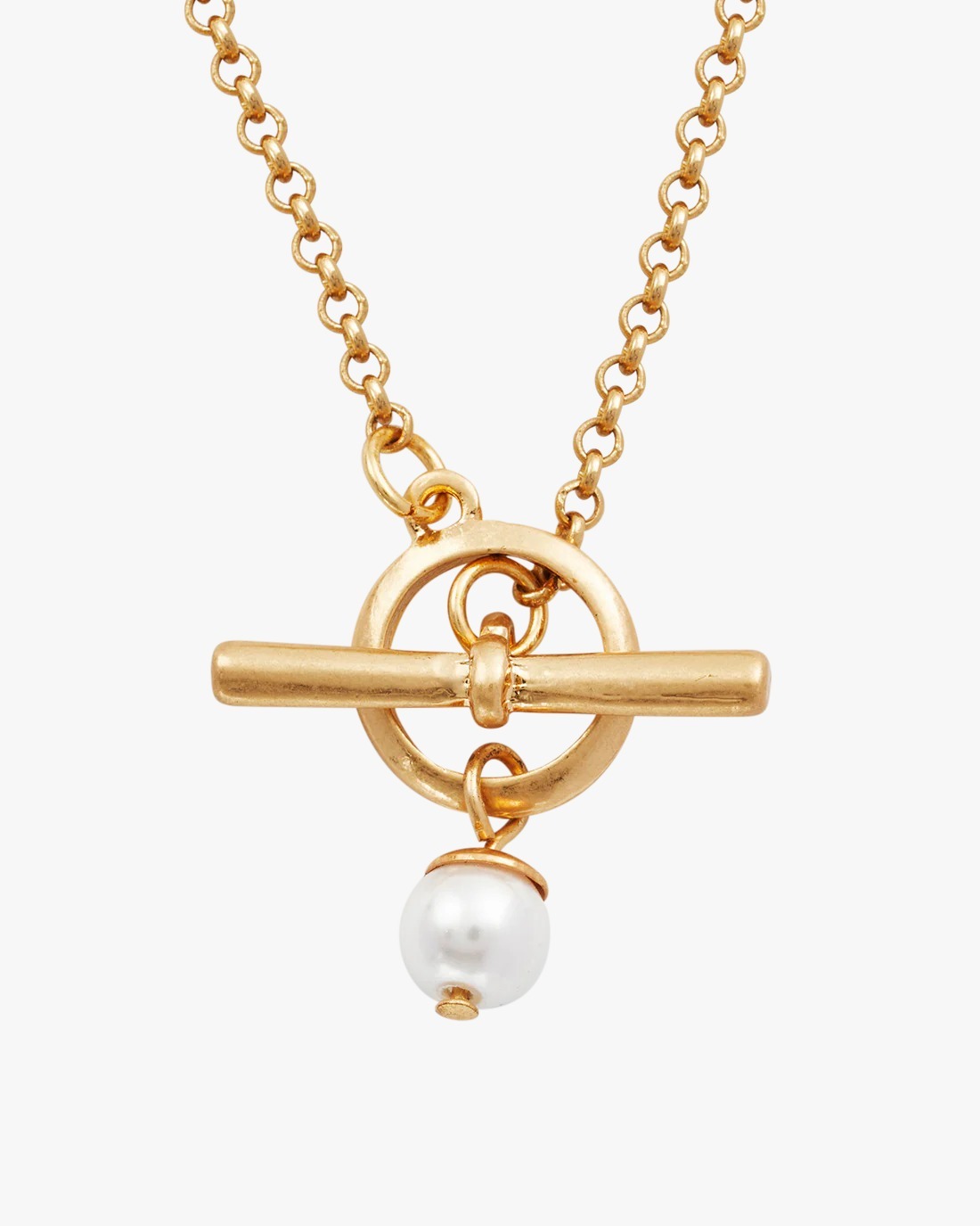 英國代購- Fable England Gold Pearl Toggle Charm Necklace