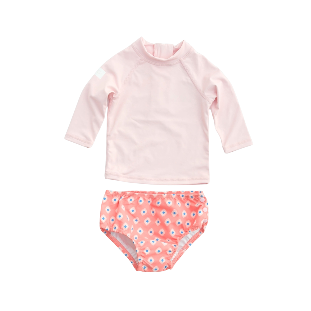 〖 Badawii 〗粉橘菱格baby防曬兩件式泳衣