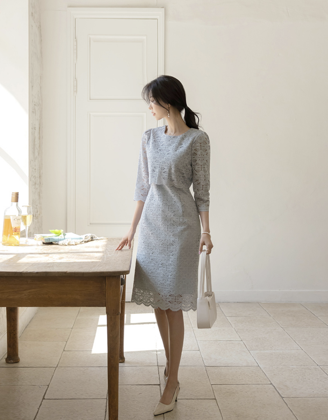 Serene 名媛蕾絲層次洋裝 [ 2色 / S,M,L]