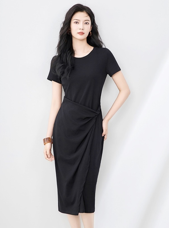 側紐結柔棉洋裝 兩色