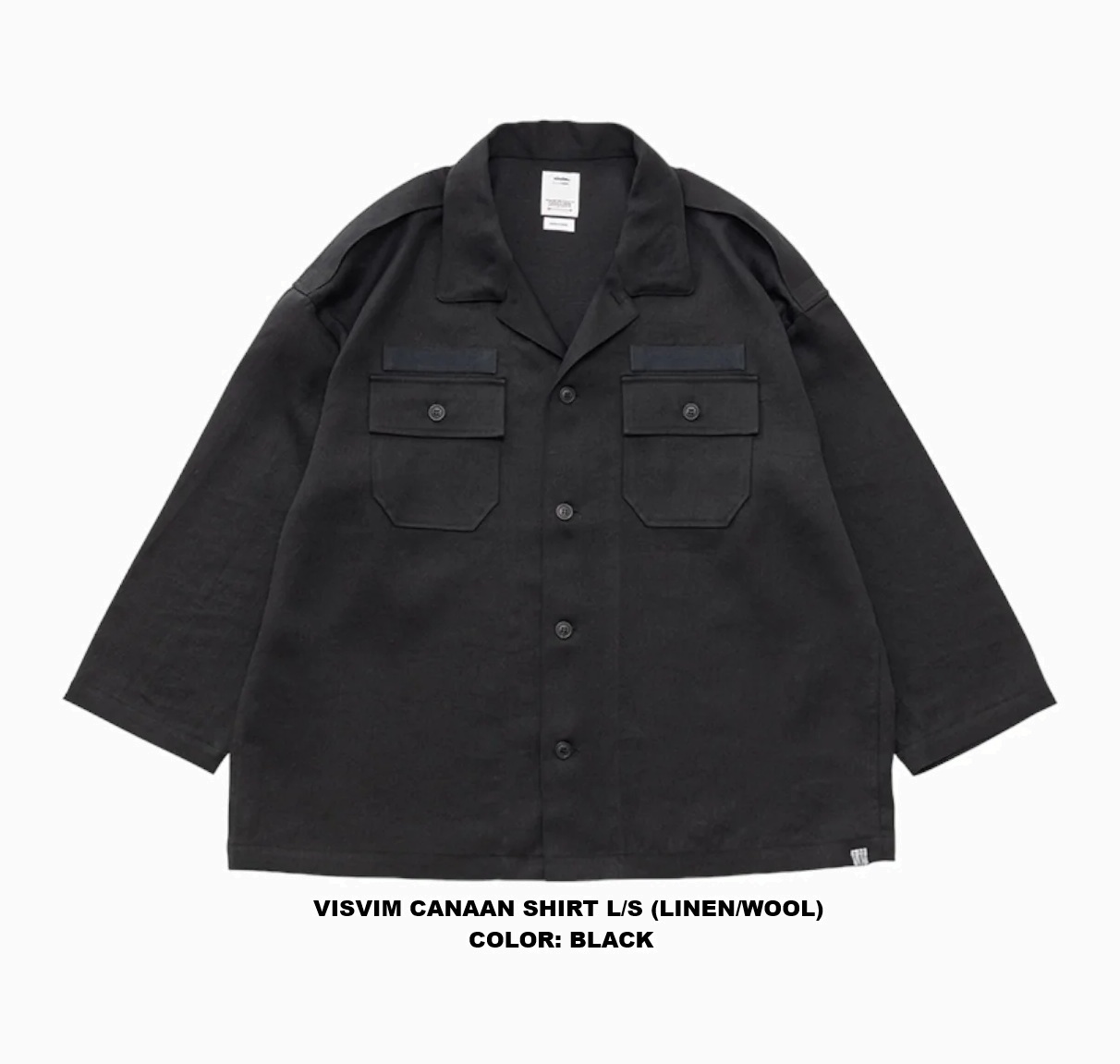 VISVIM CANAAN SHIRT L/S (LINEN/WOOL) (( USED A )) 中古美品 - BLACK SIZE 3 PRE ORDER ITEM (預訂中)