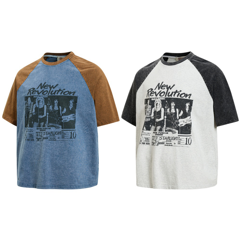 Rock搖滾革命插肩袖短TEE