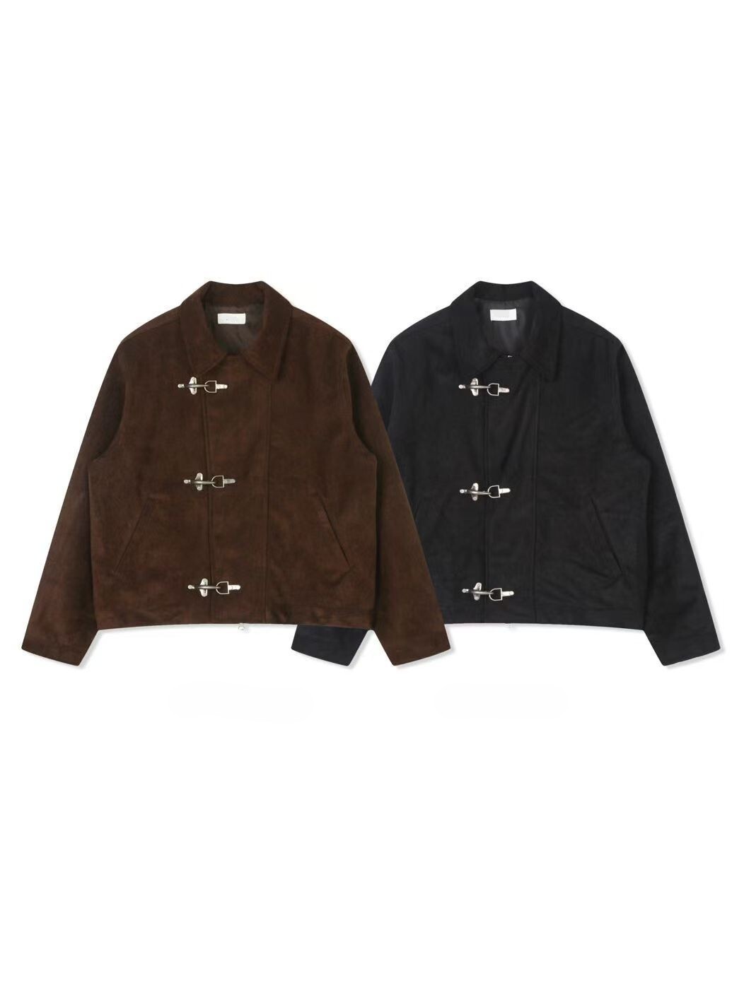 《K》麂皮消防釦雙拉鍊翻領外套