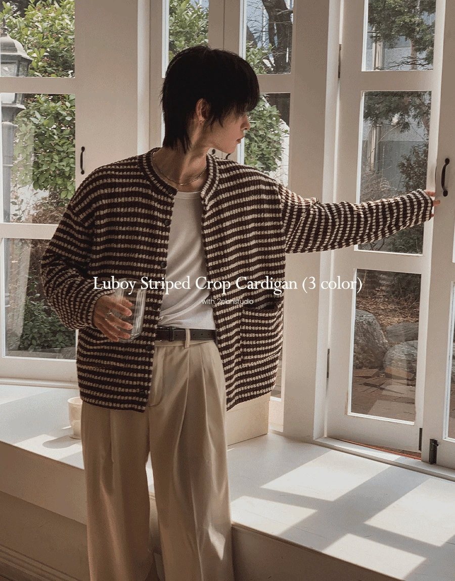 Luboy 條紋短版開襟衫