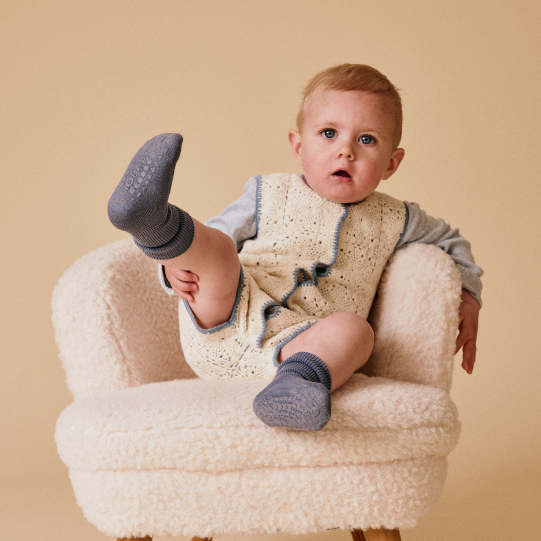 丹麥GoBabyGo 竹纖維防滑襪 - Lavender Grey