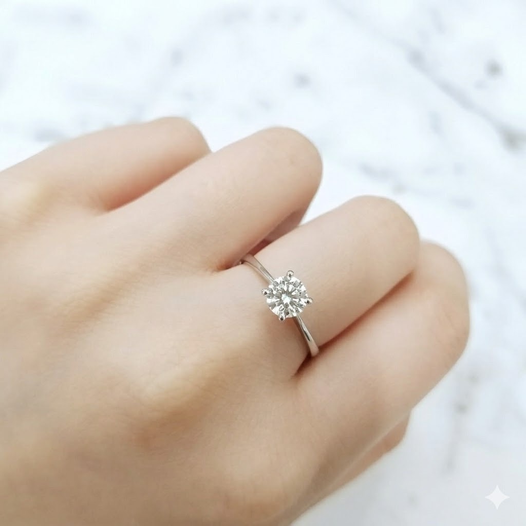 全新18K白金【單粒65份鑽石】戒指