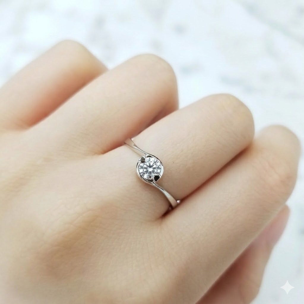 全新18K白金【單粒15份鑽石】戒指