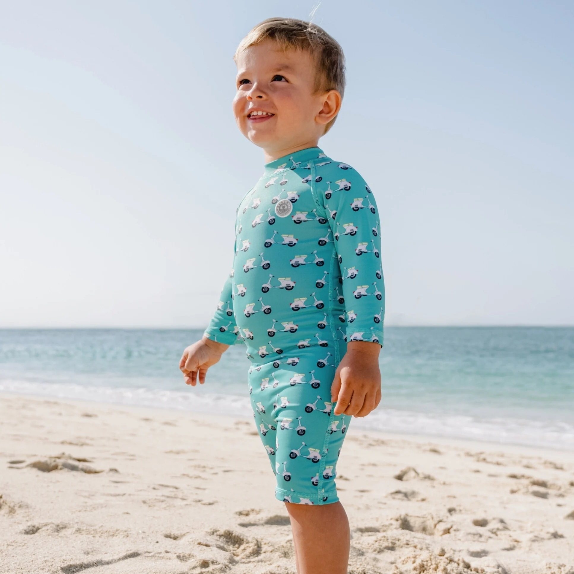 〖 Badawii 〗復古機車baby防曬連身泳衣