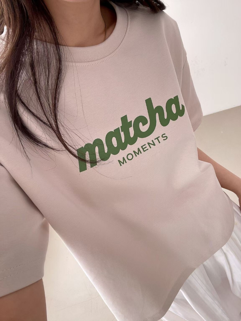 抹茶感字母寬鬆棉T｜極簡質感百搭短袖上衣