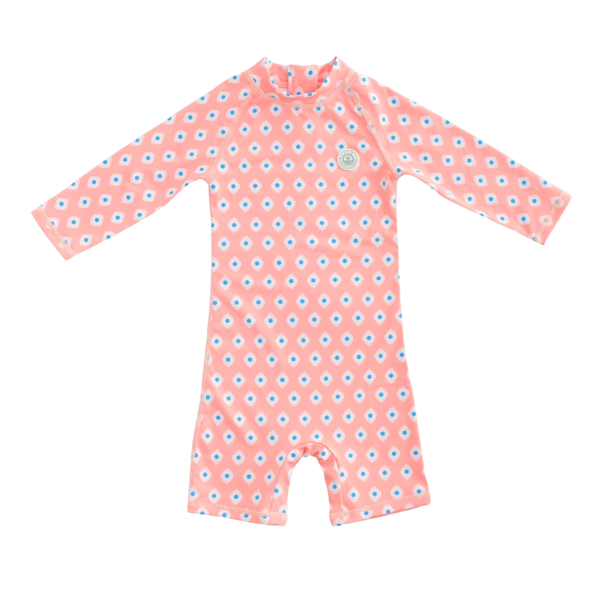 〖 Badawii 〗粉橘菱格baby防曬連身泳衣