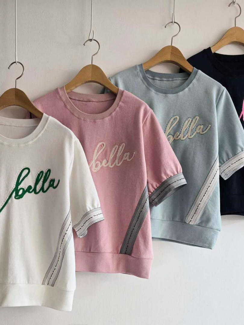 bella刺繡拼接設計棉T｜氣質百搭短袖上衣