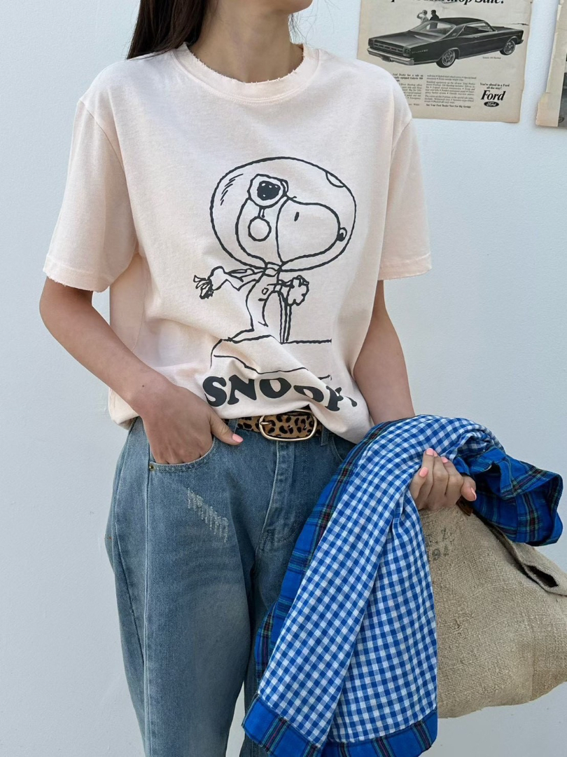 Snoopy童趣印花棉T｜減齡百搭休閒短袖上衣