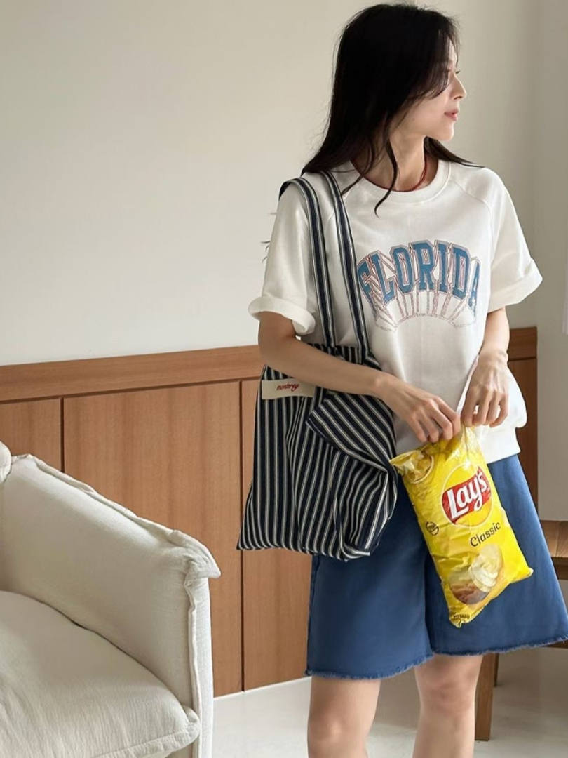 美式字母寬鬆棉T｜FLORIDA休閒百搭短袖上衣