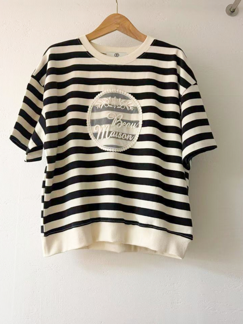 法式黑白經典條紋短袖上衣