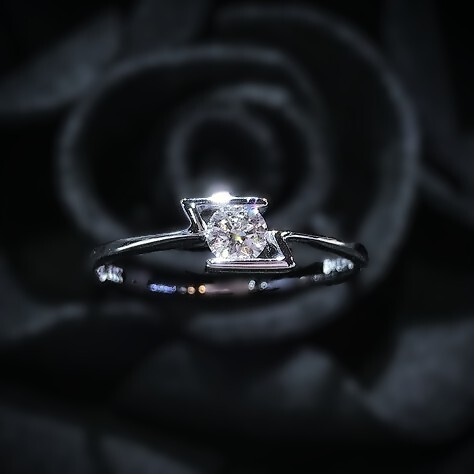 全新18K白金【單粒15份鑽石】戒指