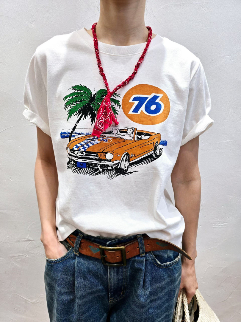 美式復古汽車印花｜前後雙面設計百搭短袖上衣