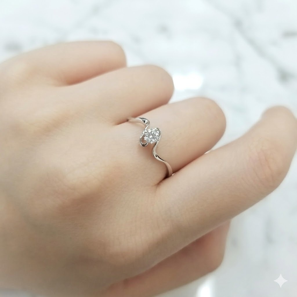 全新18K白金【單粒14份鑽石】戒指