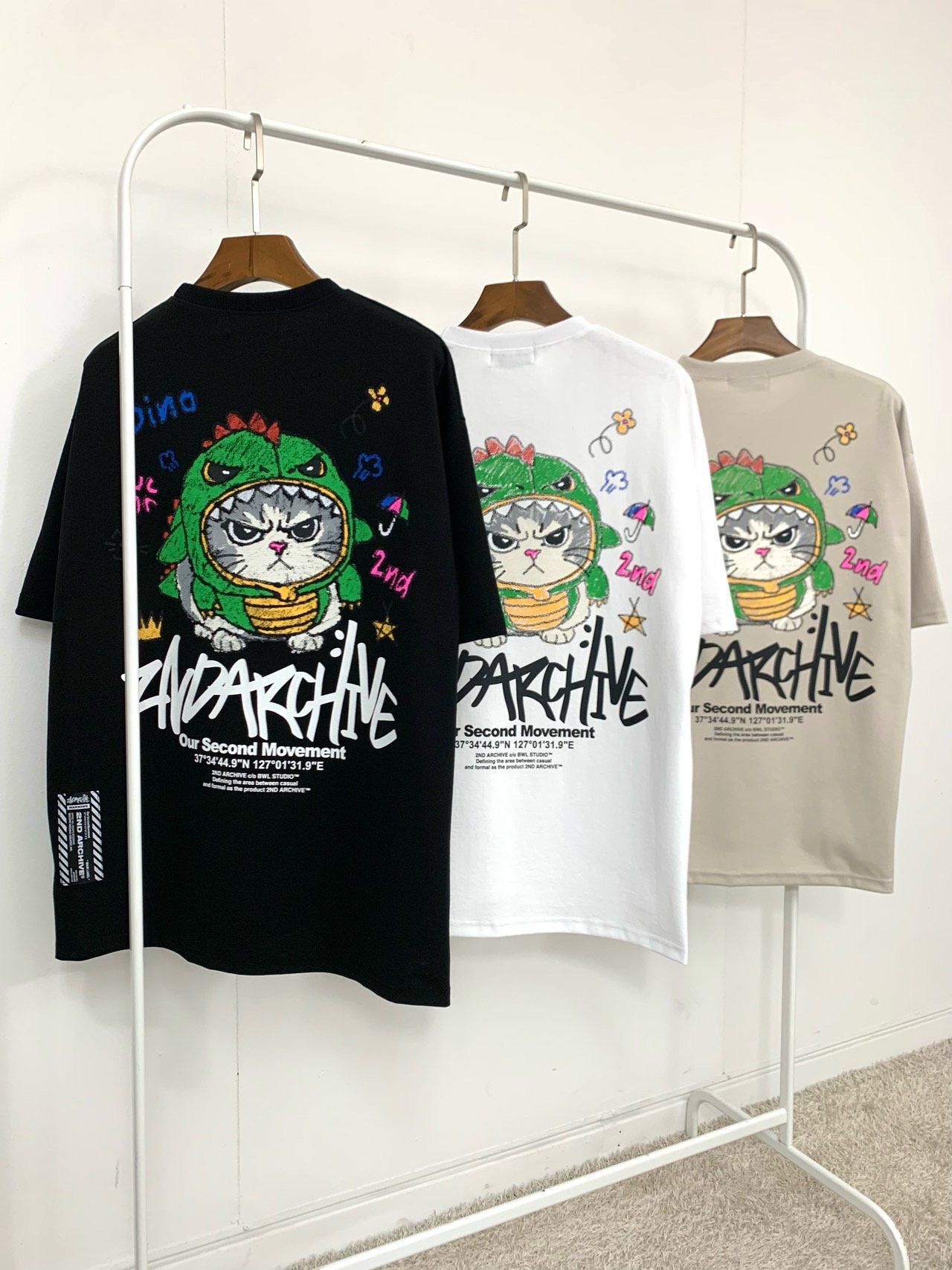 貓仔圖案英文字短袖Tee 2nd-344T