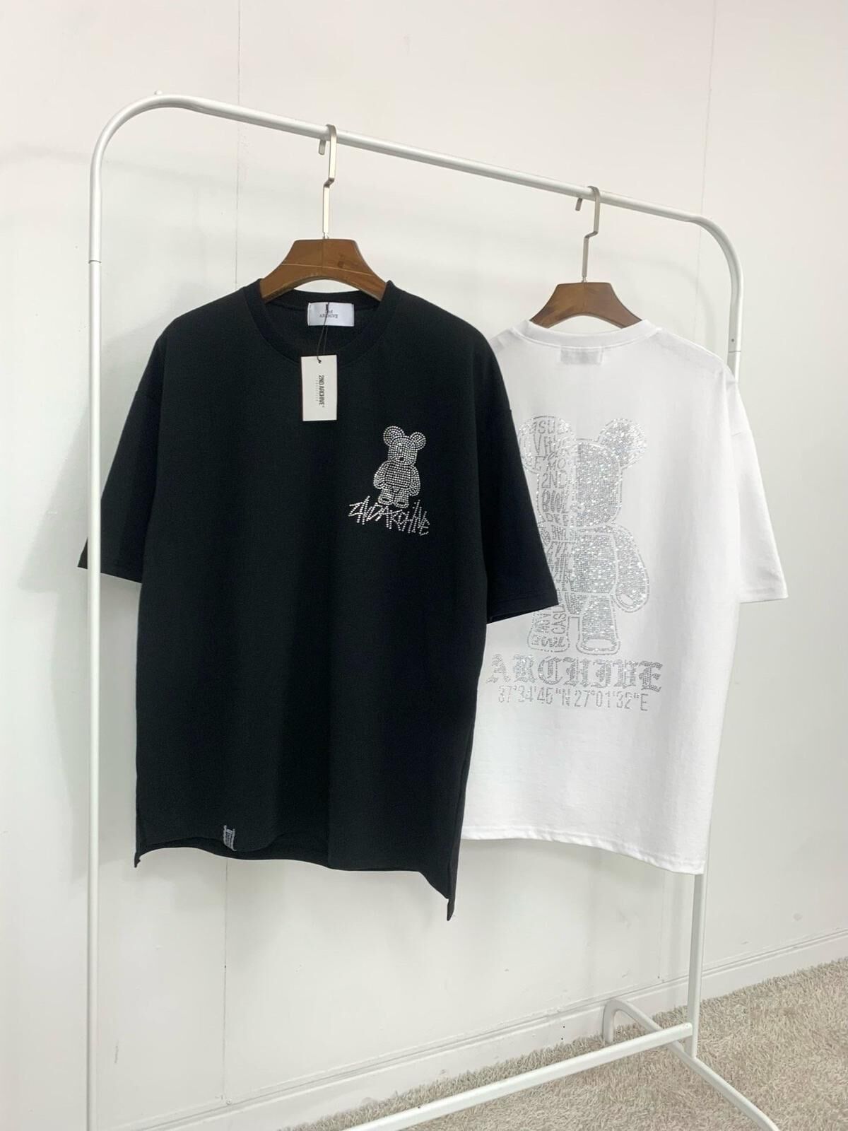 閃石熊仔圖案英文字短袖Tee 2nd-345T