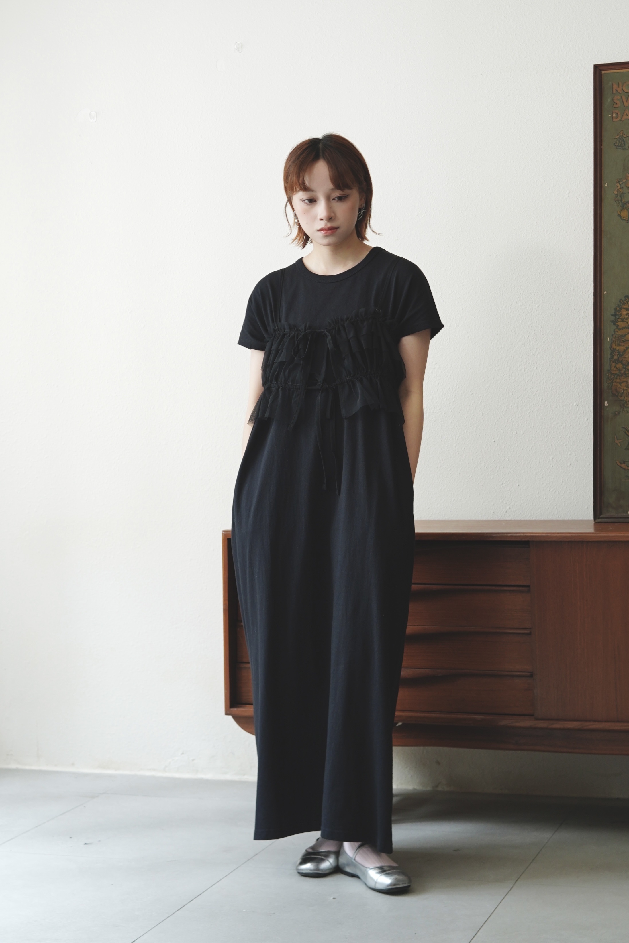 兩件套 ！吊帶紗網棉質連身裙 - OP62009