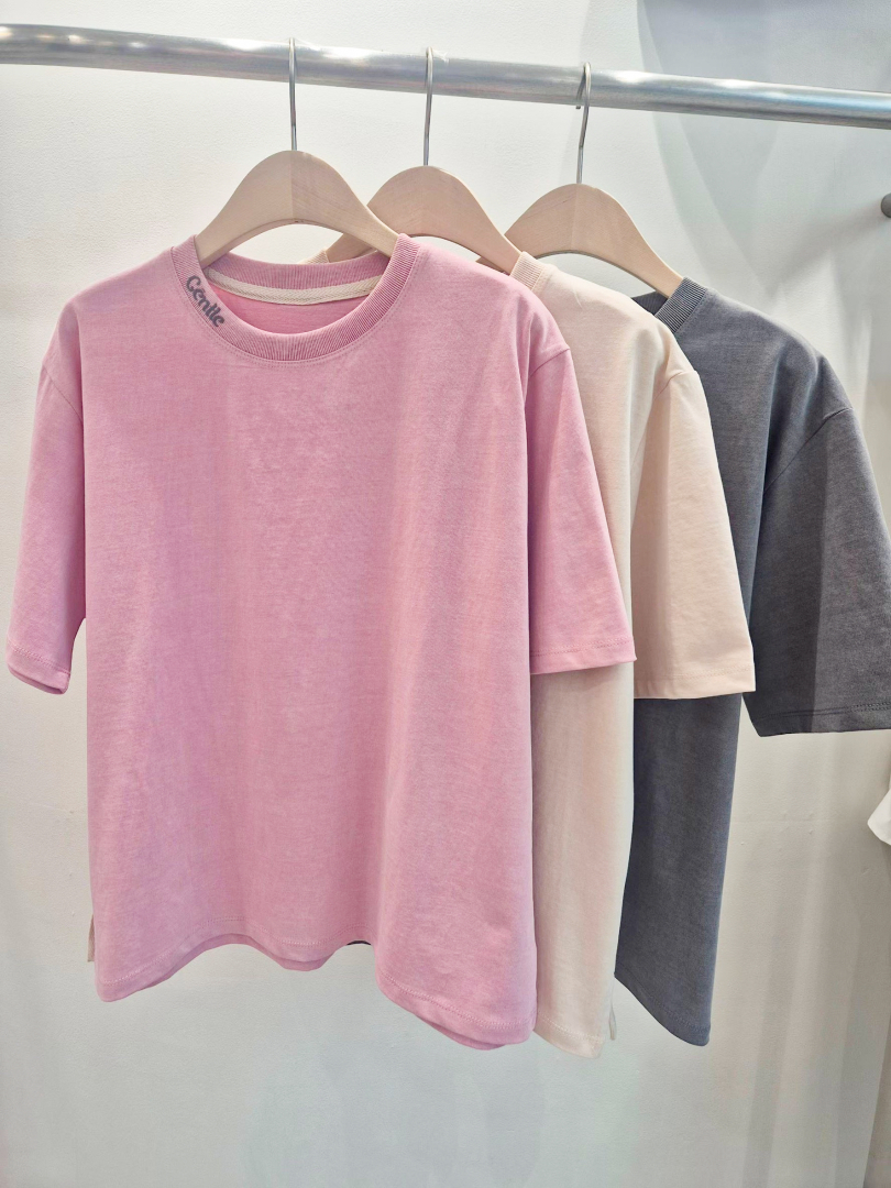 韓系簡約日常穿搭｜寬鬆質感圓領素T
