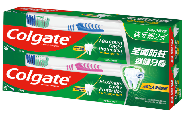 Colgate 防蛀牙膏-清涼薄荷味250g 2支裝送牙刷
