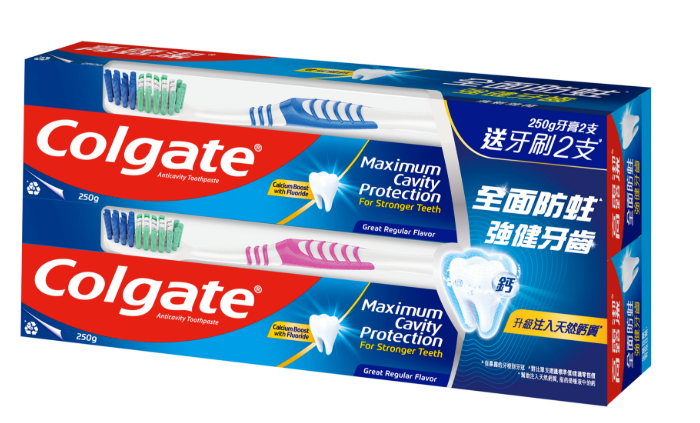 Colgate 防蛀牙膏-清新薄荷味250g 2支裝送牙刷