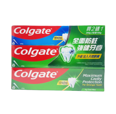 Colgate 全面防蛀 强健牙齒 薄荷味牙膏250g 買2支送100g 原味