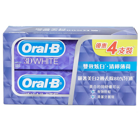 Oral-B - 3D WHITE雙效炫白清檸薄荷牙膏 4支裝