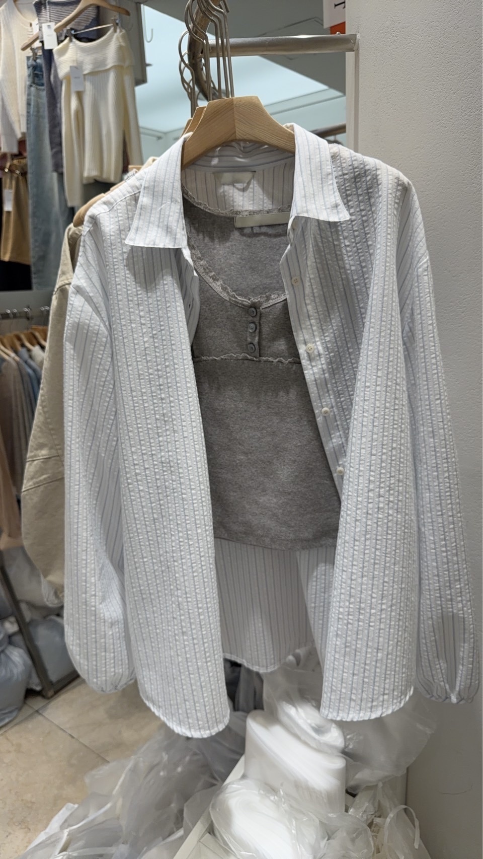 韓國連線 不易皺清爽條紋襯衫