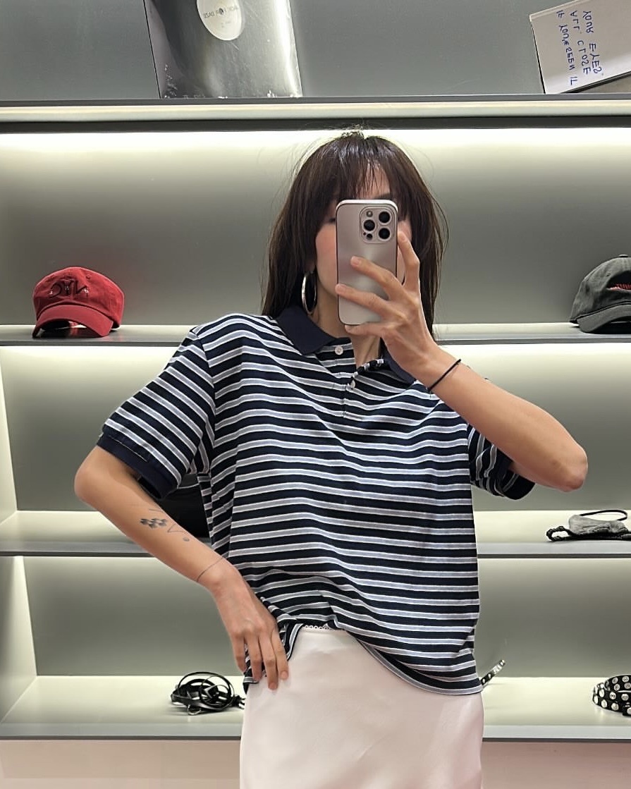 Striped polo blouse