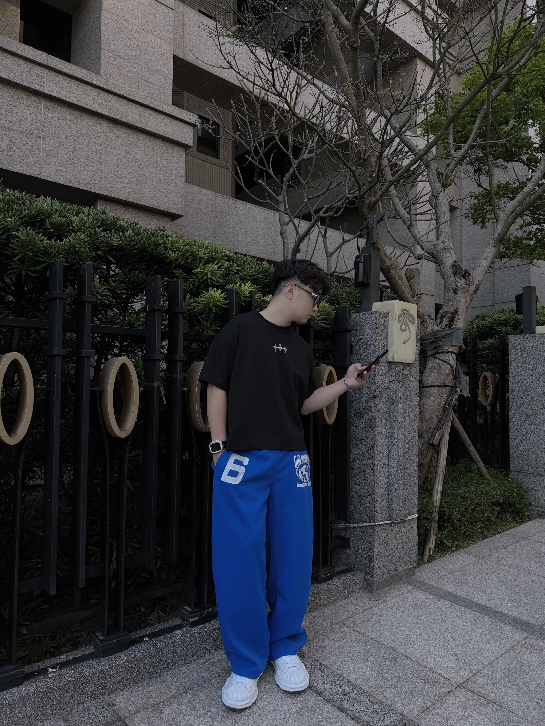 『RB』【現貨】美式街頭風字母印花復古運動直筒休閒褲