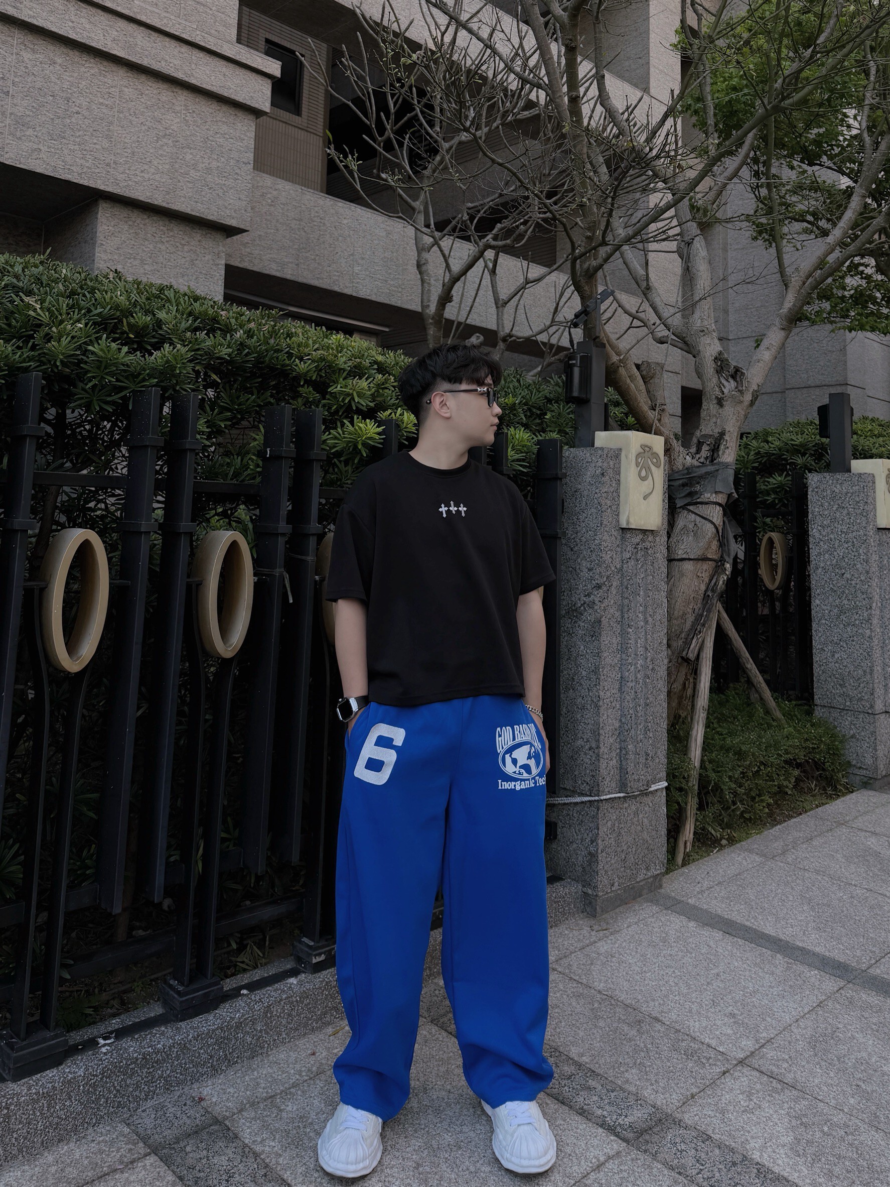 『RB』【現貨】美式街頭風字母印花復古運動直筒休閒褲
