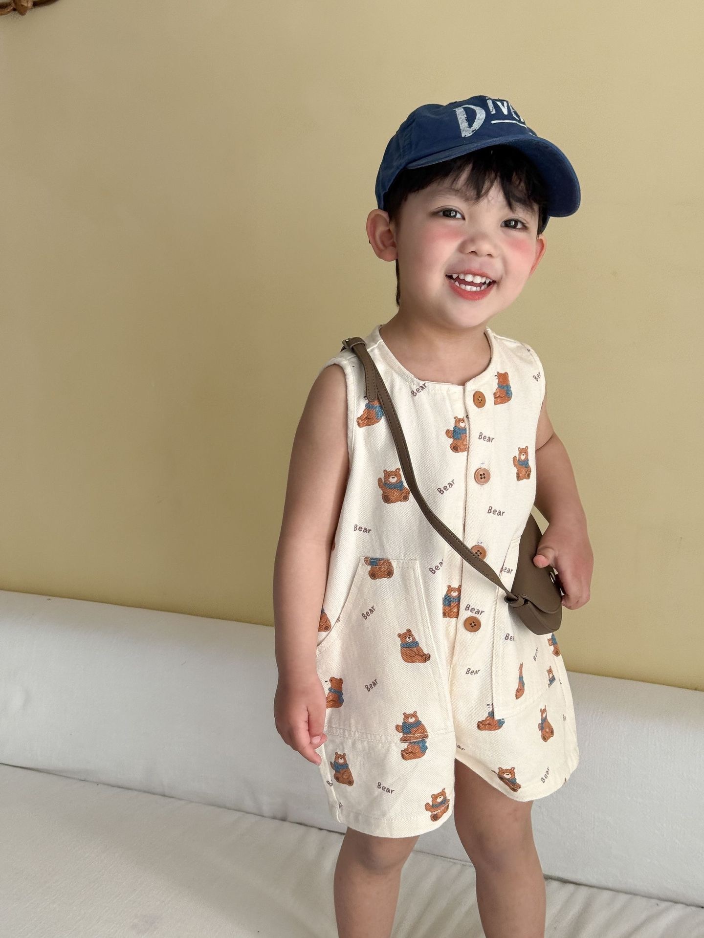 兄弟姐妹一起穿_兩色小狗/小熊連身短褲