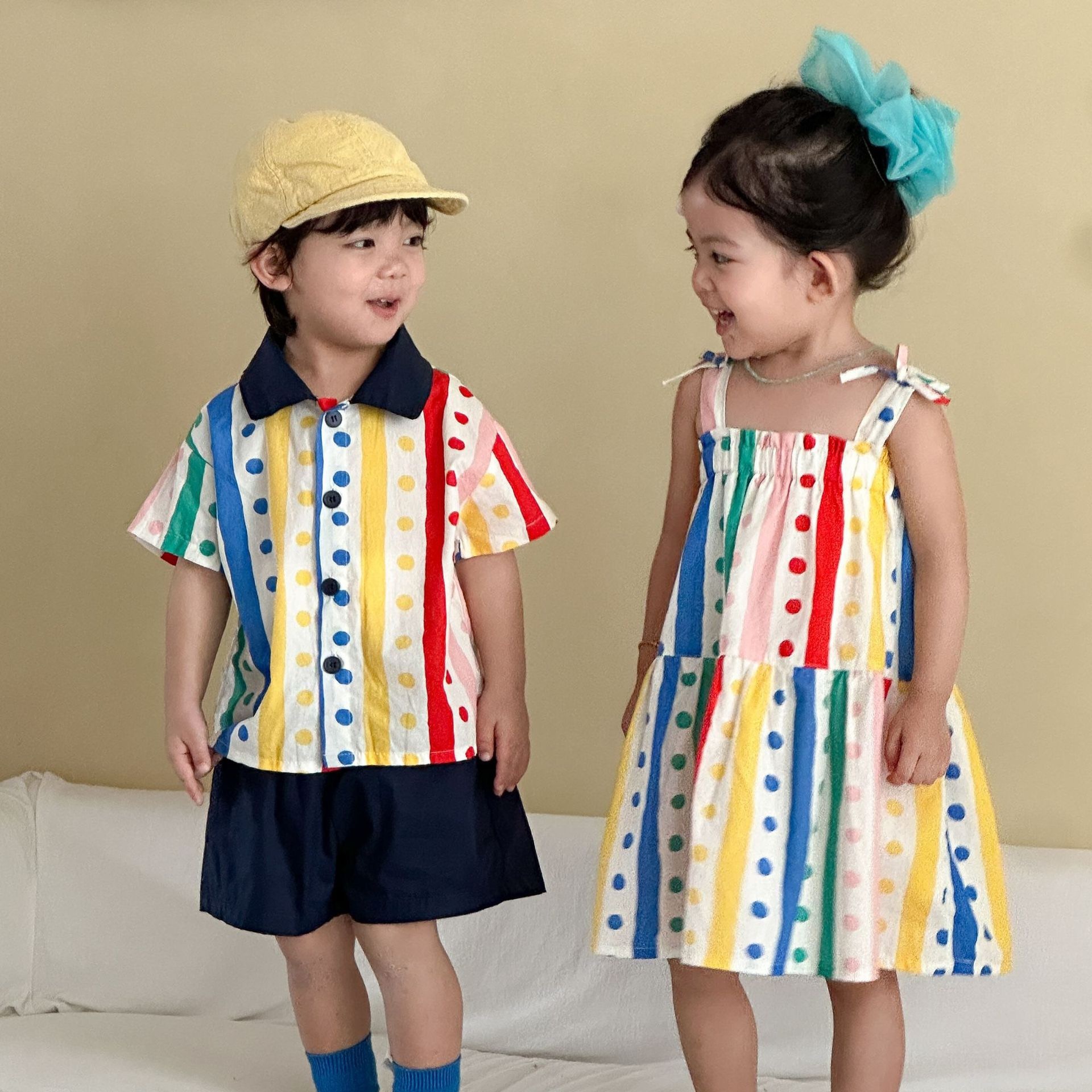 兄弟姐妹一起穿_波點彩虹套裝/洋裝