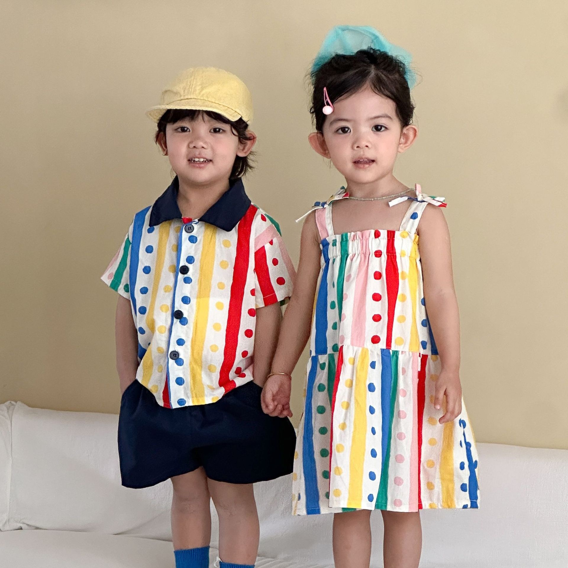 兄弟姐妹一起穿_波點彩虹套裝/洋裝